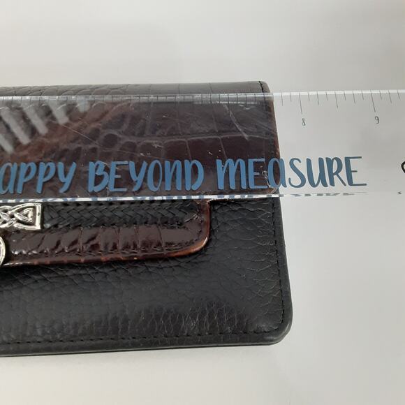 Brighton Gwynevere Wallet Clutch Black Croco Embossed Leather Bifold Travel - Picture 8 of 9